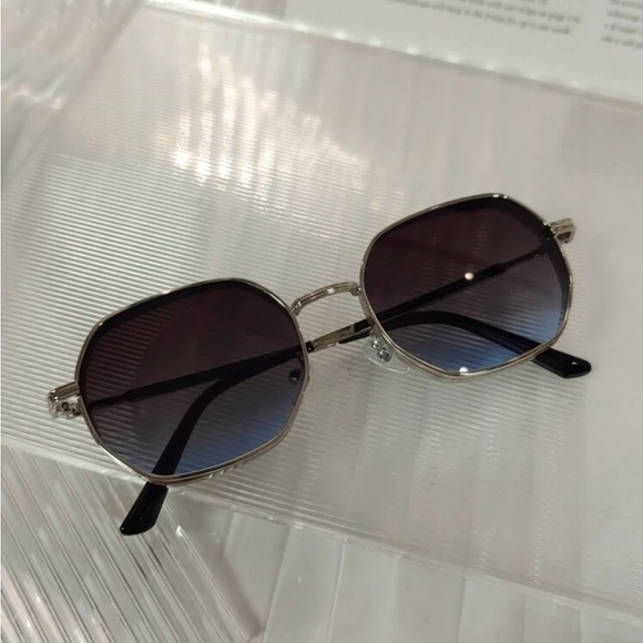 Unisex Metal Geometric Polygon Fashion Sunglasses, Fashionable Windproof Eyewear - Picture 3 of 4